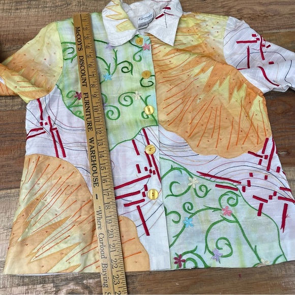 Vtg Florissant Medium New York Long Sleeve Embroidered Shirt Jacket Artsy Silk - Picture 7 of 12